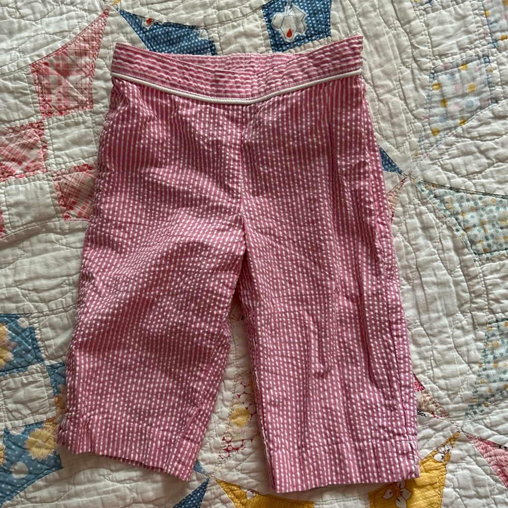 Janie and Jack Toddler Girls Pink Striped Seersucker Pants